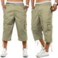 Men's Casual Combat Cargo Shorts 3/4 Sport Pants Beach Elastic Waist Safari Style Trousers US