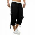 Men's Casual Combat Cargo Shorts 3/4 Sport Pants Beach Elastic Waist Safari Style Trousers US